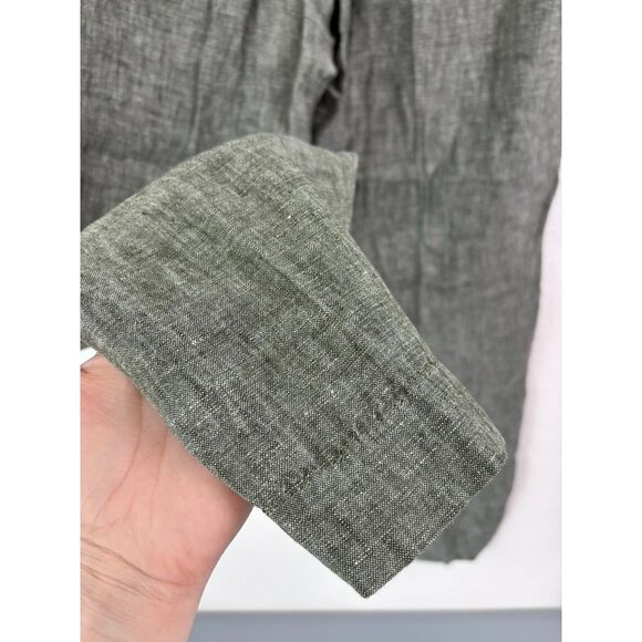 Athleta women's 6 Voyager Linen tapered leg ankle crop pant aspen olive green - Picture 5 of 8